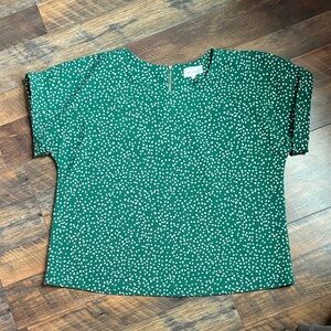 MELLODAY Green and White Dotted Blouse